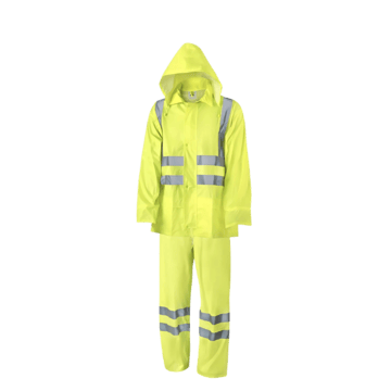 ensemble de pluie aqua, veste + pantalon, jaune fluo avec bandes réfléchissantes