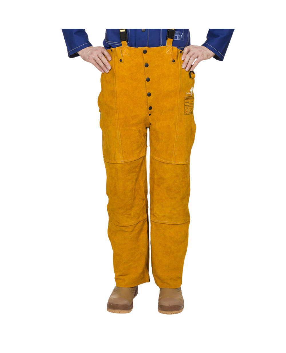 pantalon soudeur golden brown cuir croute bovin kevlar 2 plis