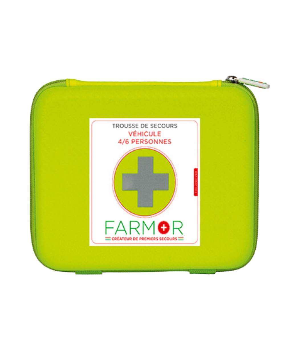 trousse de secours farmor, spécifique véhicule 4/6 personnes, jaune